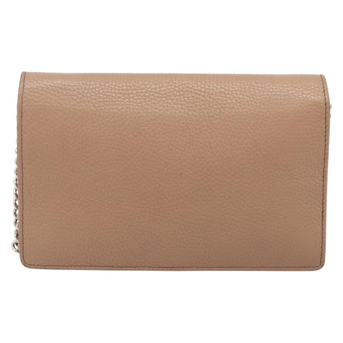 Gucci Soho Wallet On Chain Leather Beige Leather Shoulder Bag Bag (Pre-Owned)