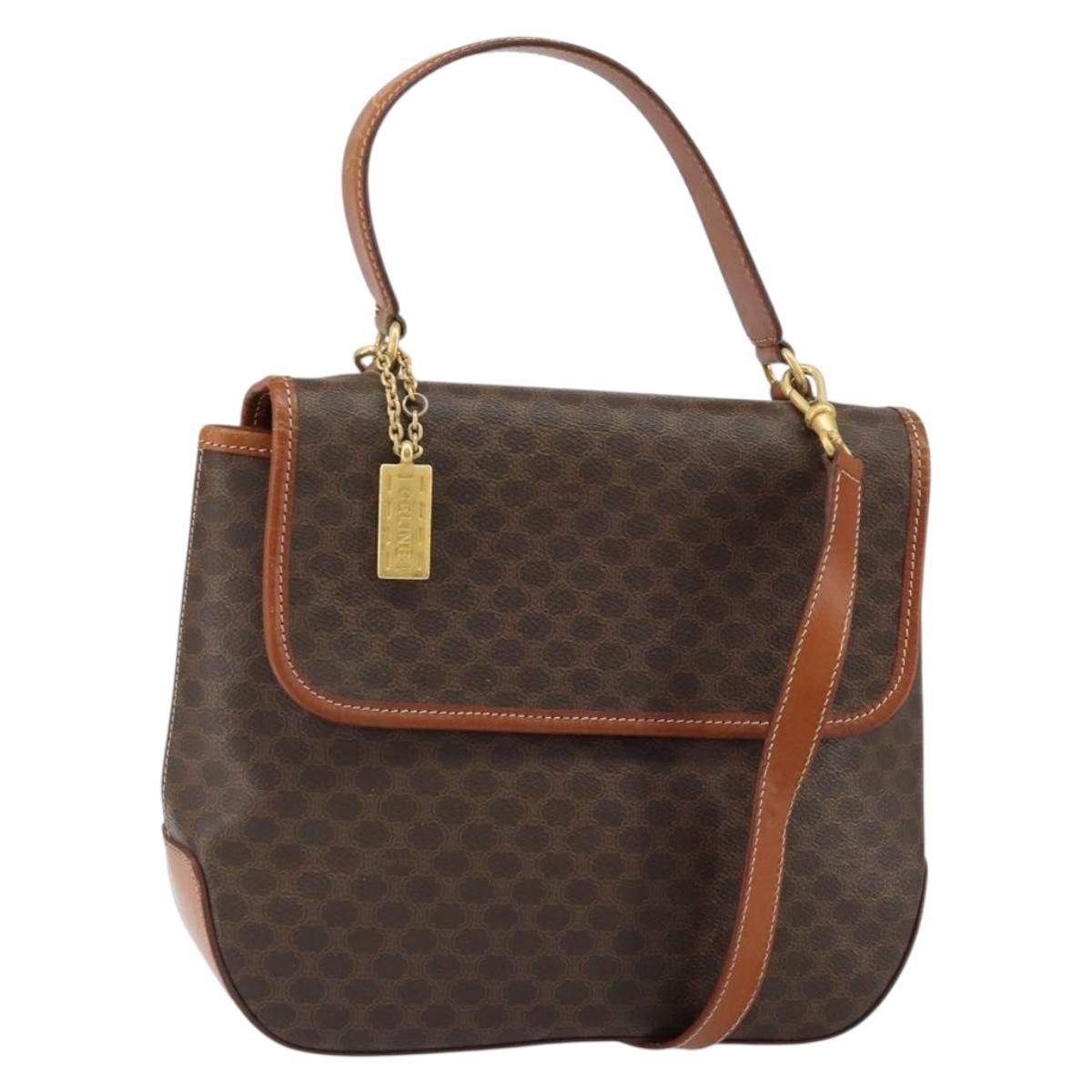 Celine Vintage Macadam Canvas Brown Canvas Handbag (Pre-Owned)
