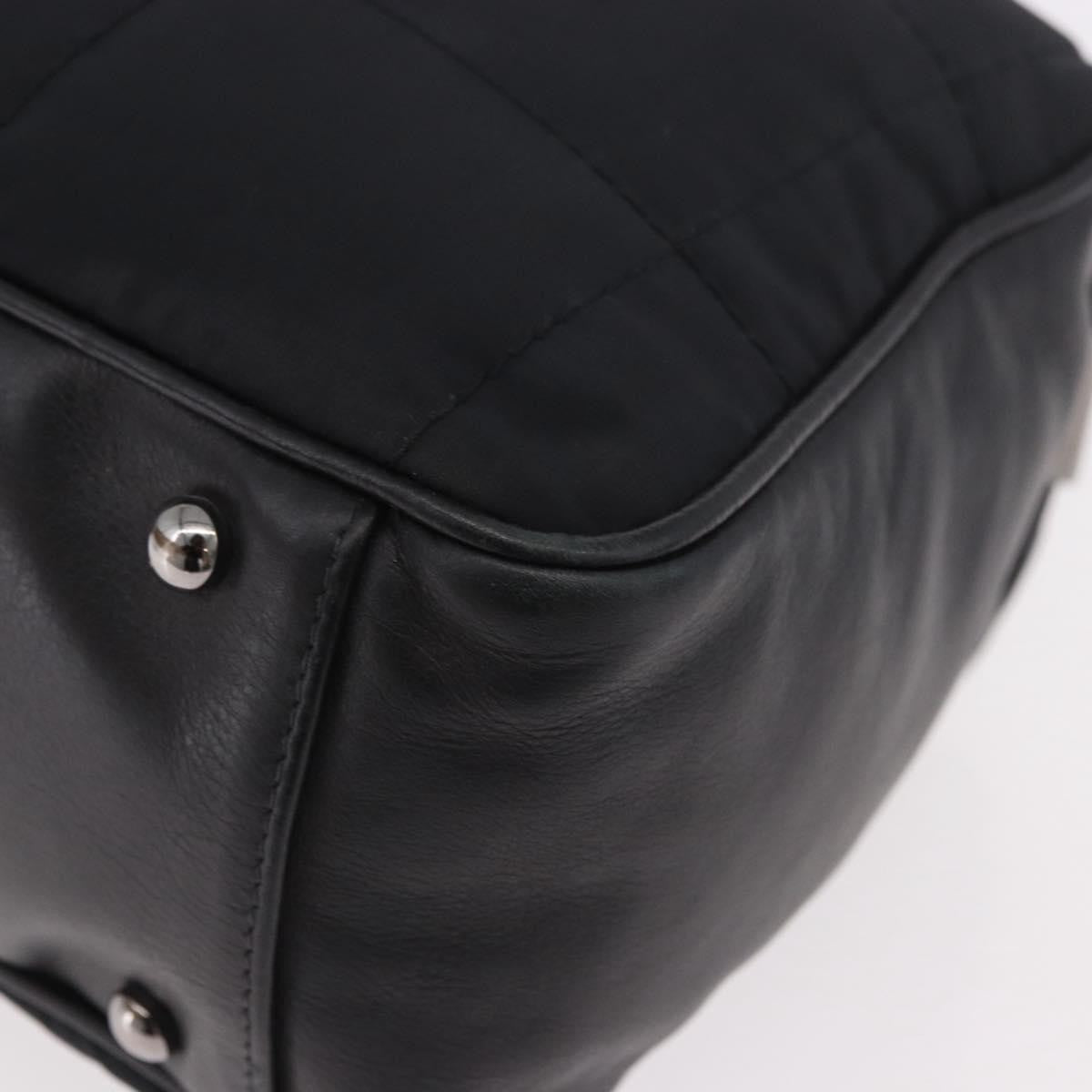 Chanel Square Stitch Boston Quilted Nylon Black Nylon Handbag (Pre-Owned)