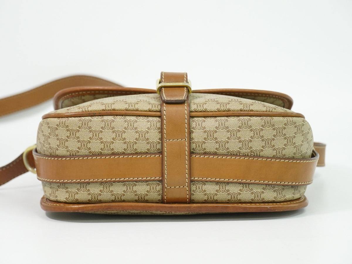 Celine Vintage Macadam Canvas And Leather Beige Canvas Shoulder Bag Bag (Pre-Owned)