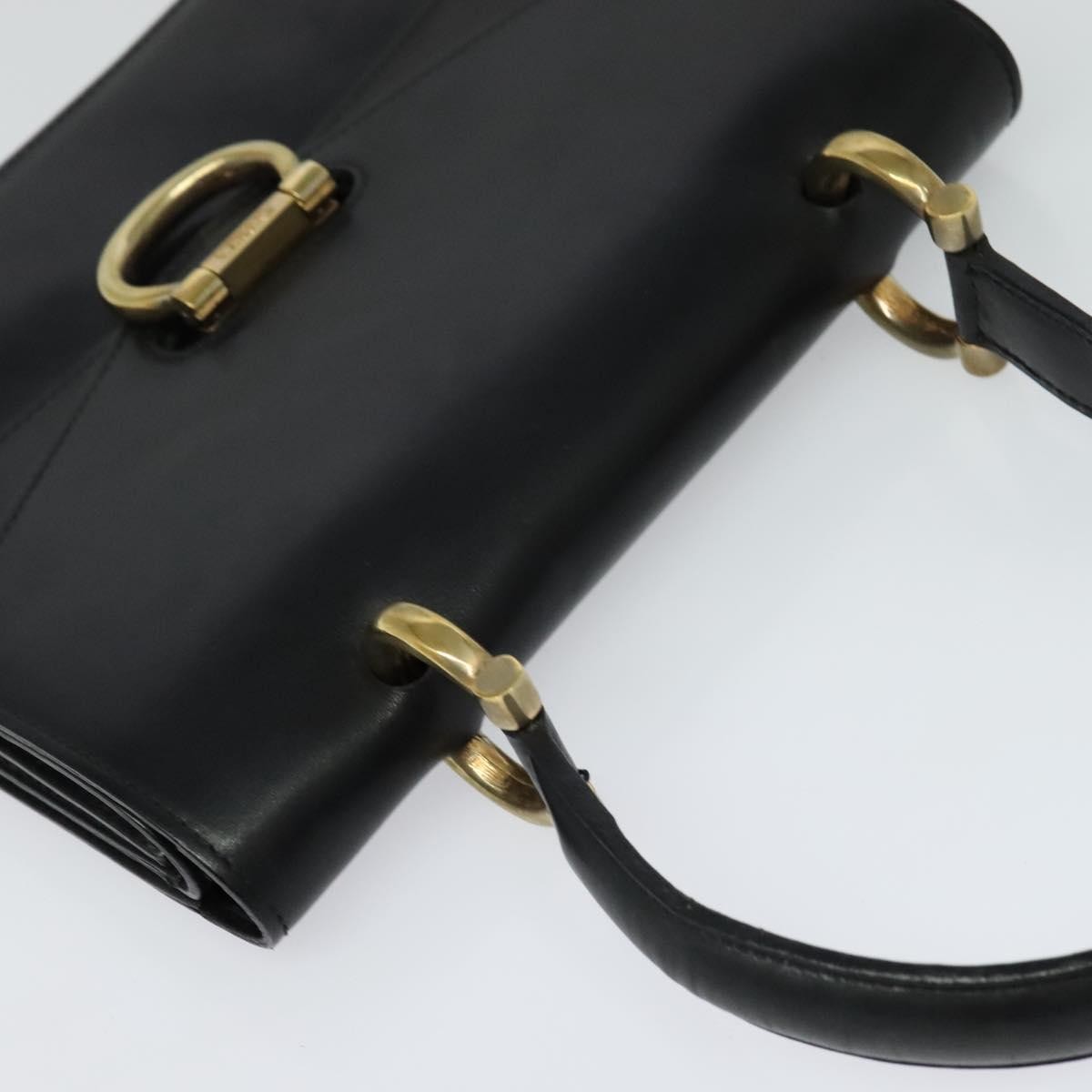 Celine Gancini Leather Black Leather Handbag (Pre-Owned)