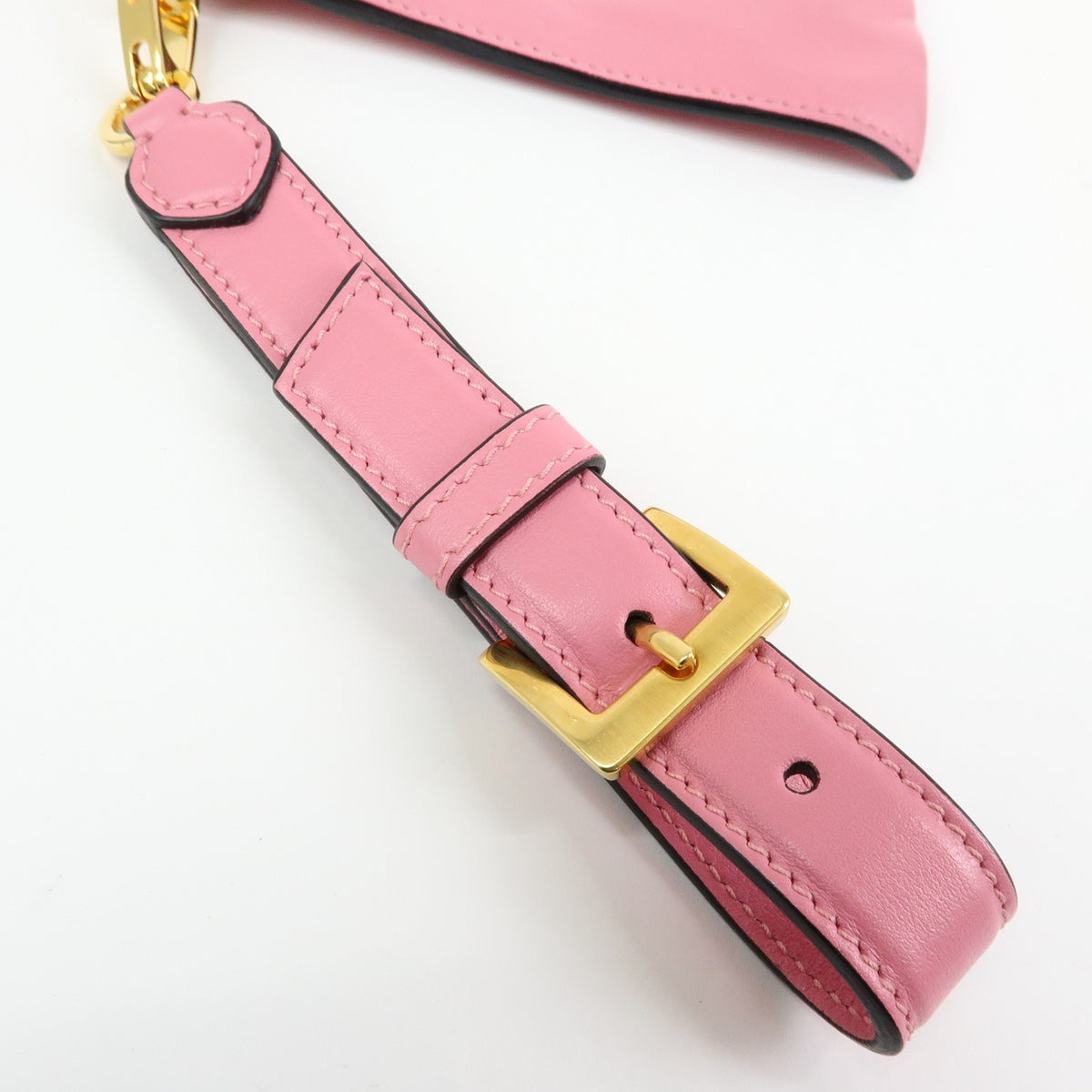 Miu Miu Logo Chain Clutch Shearling Pink Leather Clutche & Pouche Bag (Pre-Owned)