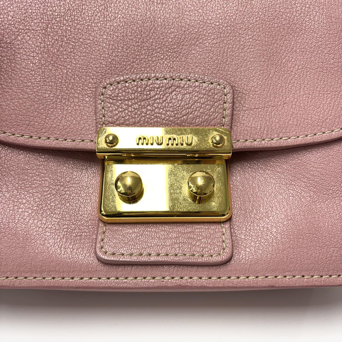 Miu Miu Crossbody Bag Studded Leather Pink Leather Crossbody Bag Bag (Pre-Owned)