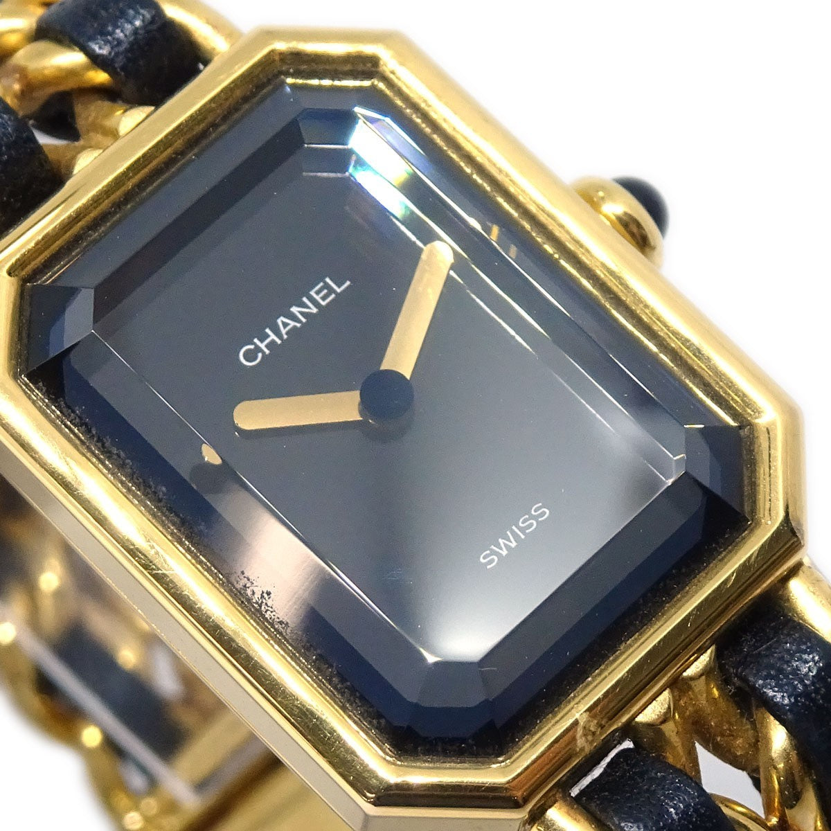 Chanel Premiere Rock Quartz Plated Metal And Leather Watch (Pre-Owned)