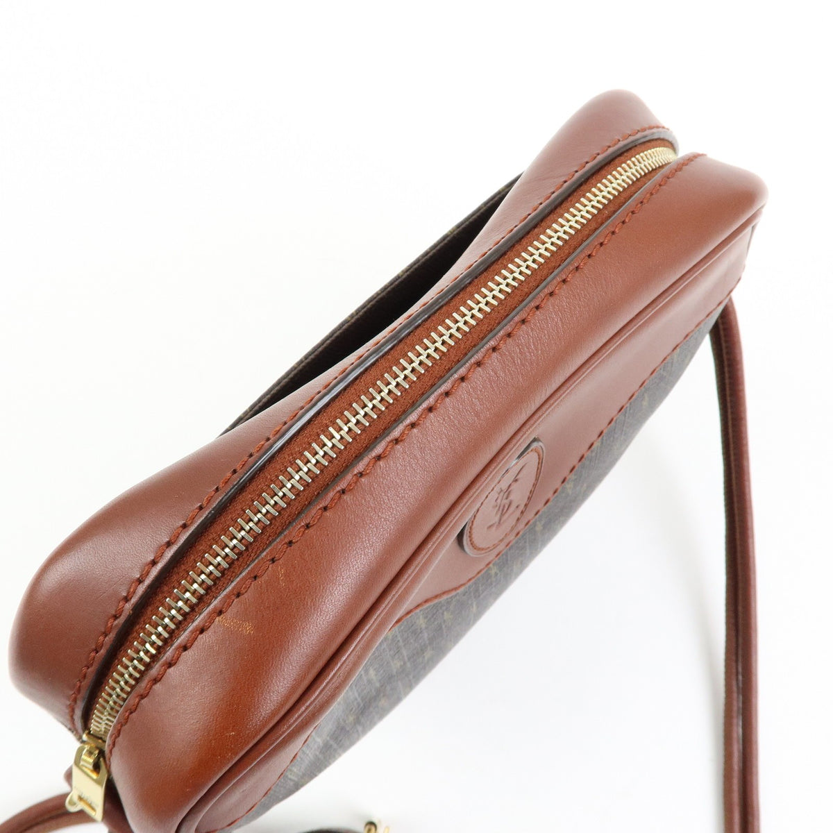 Saint Laurent Le Monogramme Coeur Monogram All Over Coated Canvas And Leather Brown Canvas Handbag (Pre-Owned)