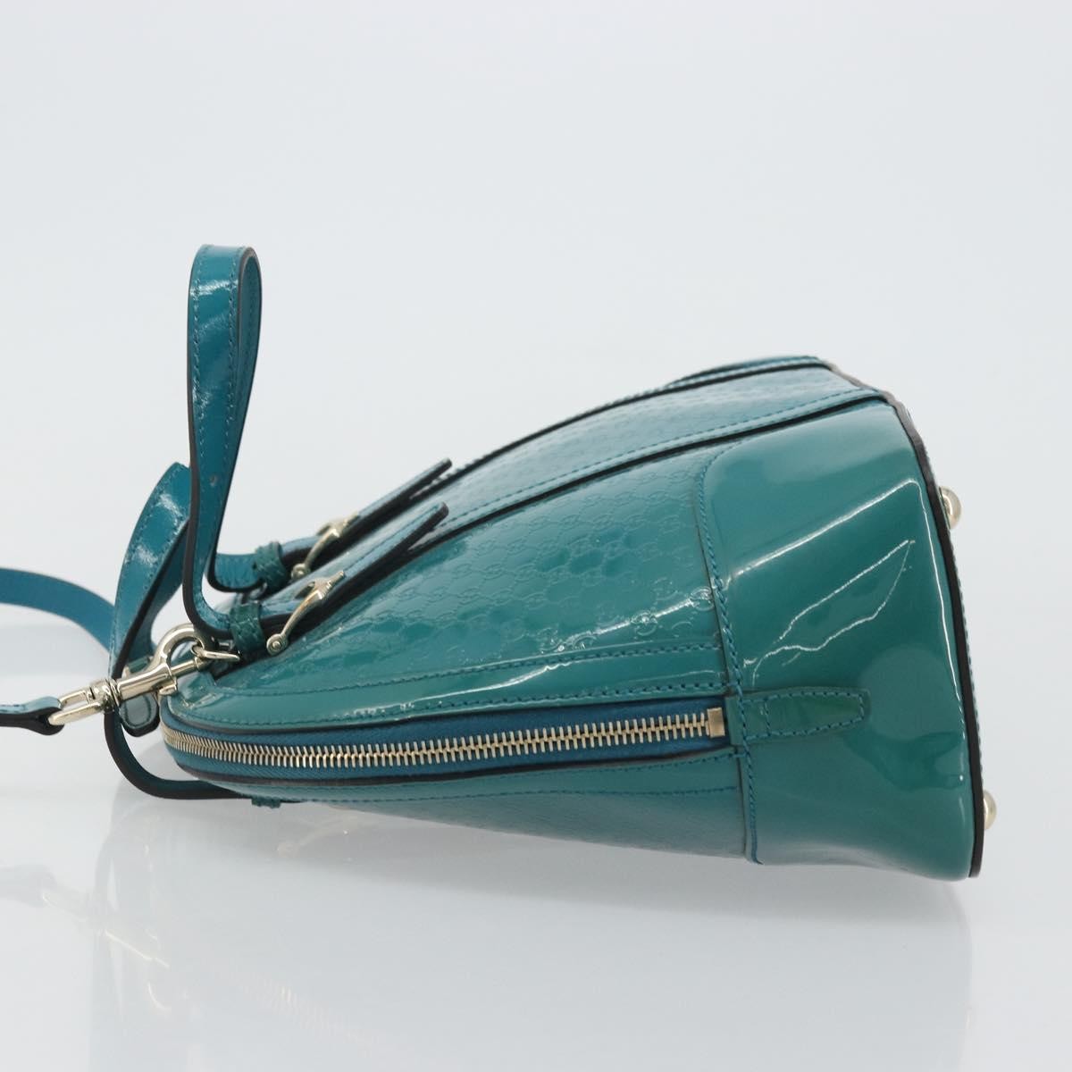 Gucci Nice Top Handle Microguccissima Patent Turquoise Patent_Leather Handbag (Pre-Owned)