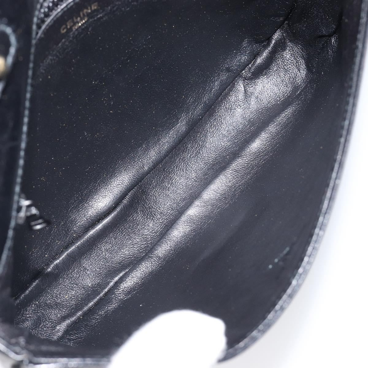 Celine Flap Shoulder Leather Black Leather Shoulder Bag Bag (Pre-Owned)