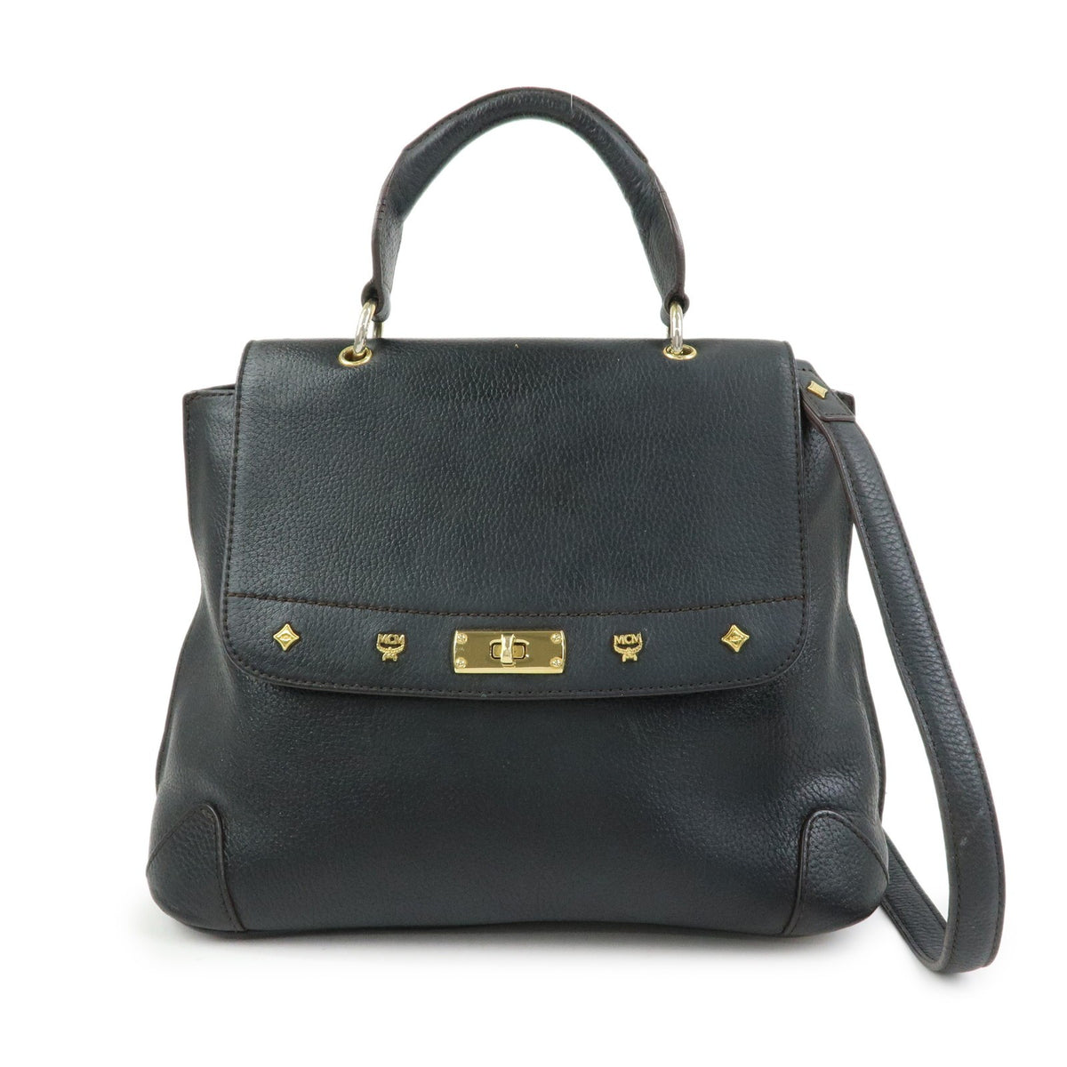 MCM Vintage Leather Black Leather Shoulder Bag Bag (Pre-Owned)