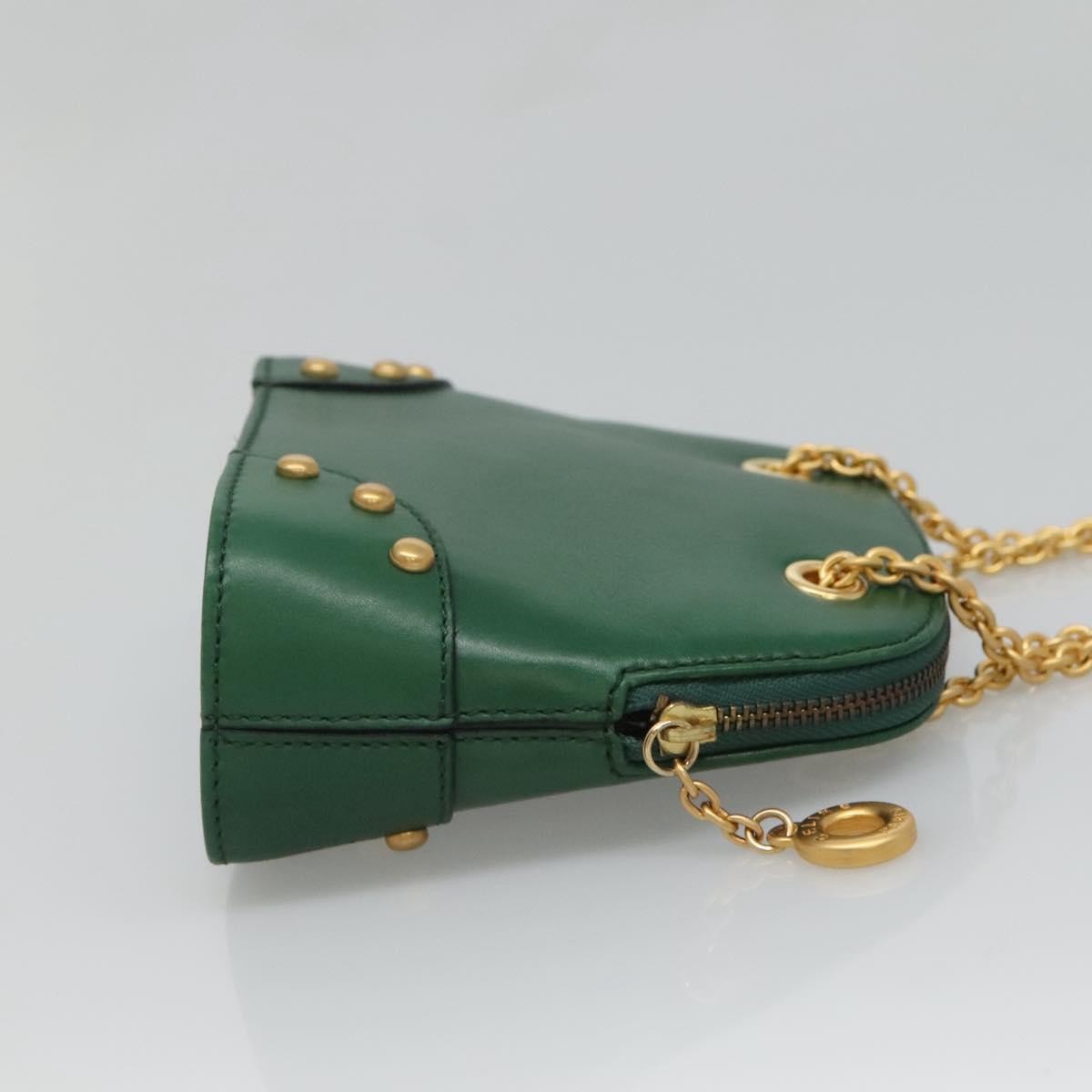 Celine Chain Vertical Quilted Lambskin Green Leather Shoulder Bag Bag (Pre-Owned)