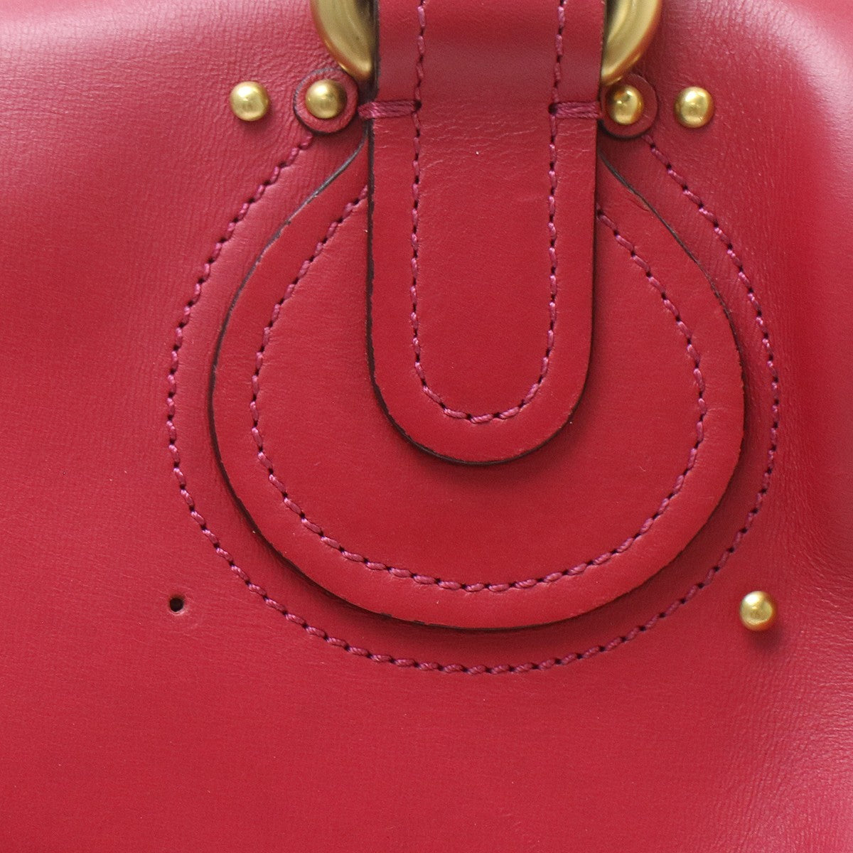 Chloe Paddington Lock Leather Red Leather Handbag (Pre-Owned)