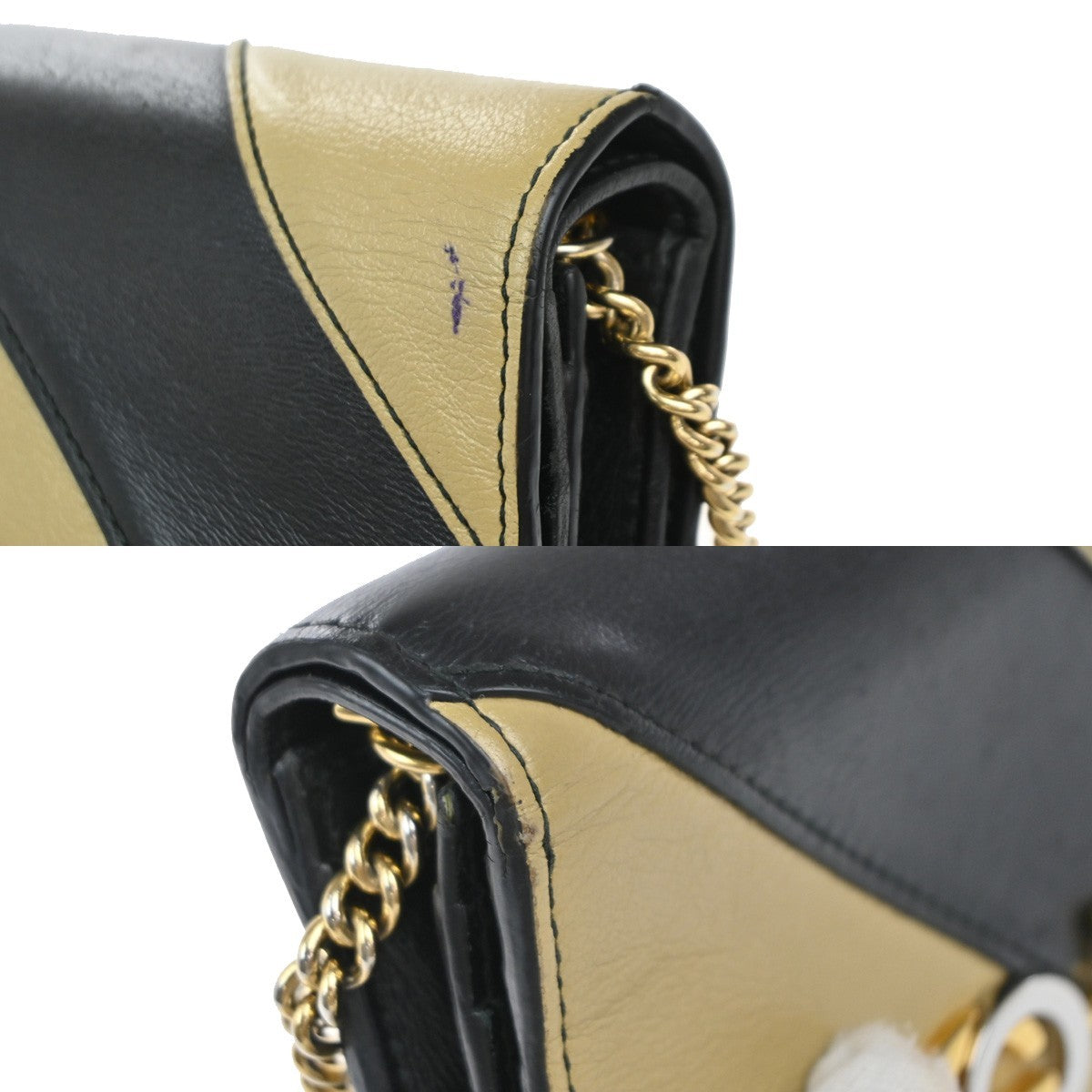 Gucci Zumi Chain Card Case Diagonal Quilted Leather Black Leather Wallets Accessory (Pre-Owned)
