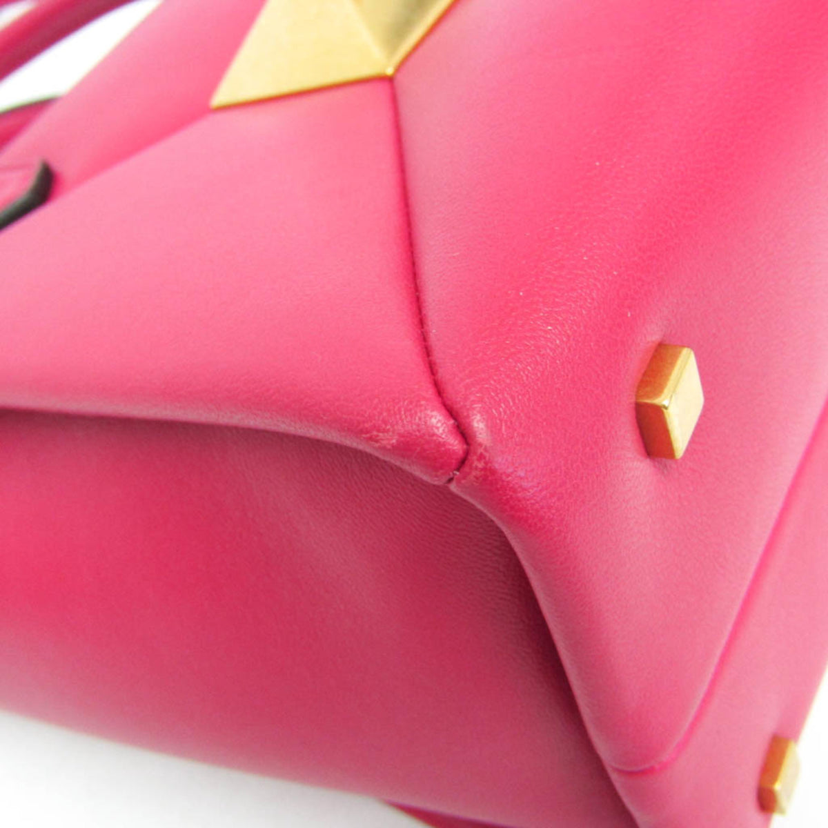 Valentino Garavani One Stud Top Handle Leather Pink Leather Handbag (Pre-Owned)