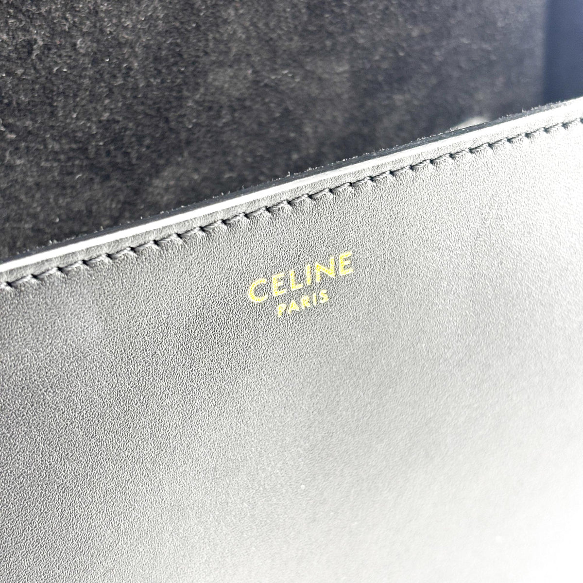 Celine Cuir Triomphe Folco Leather Black Calfskin Handbag (Pre-Owned)