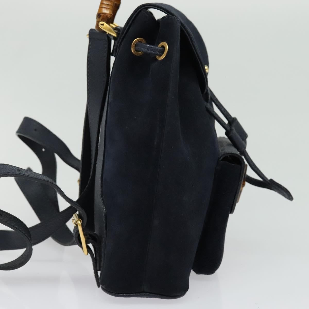 Gucci Gucci Bamboo Daim Navy Suede Backpack Bag (Pre-Owned)