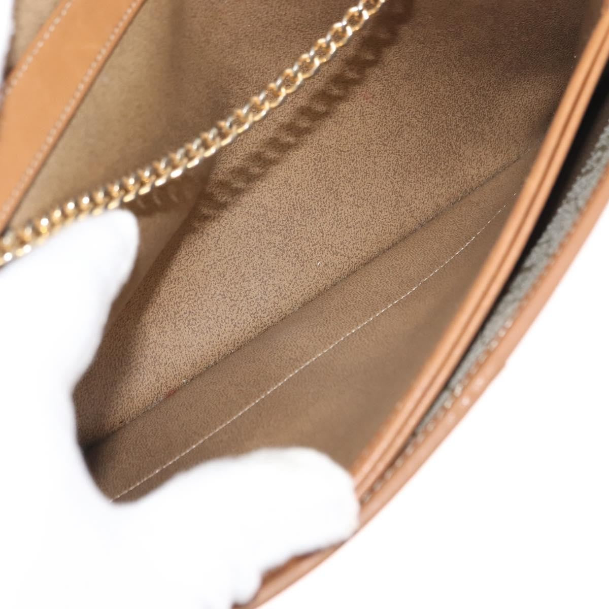 Christian Dior Vintage Honeycomb Chain Canvas Beige Canvas Shoulder Bag Bag (Pre-Owned)