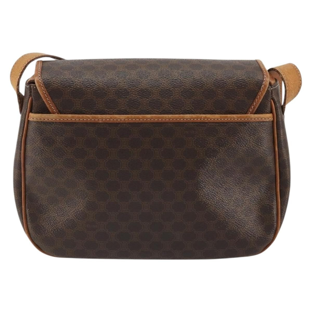 Celine Vintage Macadam Canvas And Leather Brown Canvas Shoulder Bag Bag (Pre-Owned)