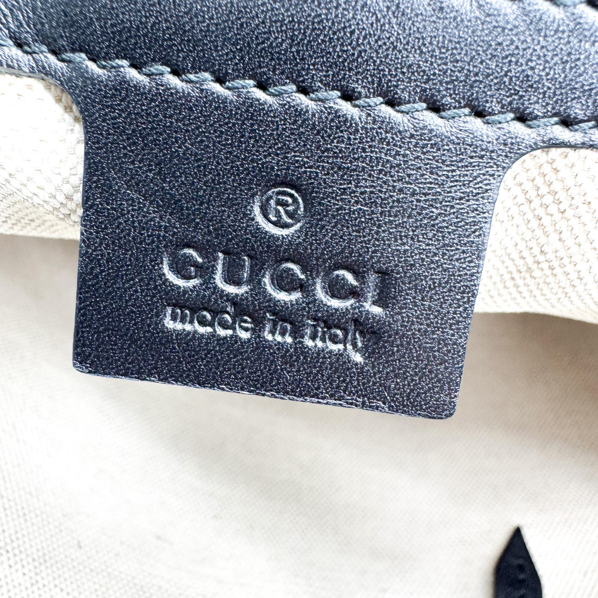Gucci Kingsnake Printed Leather Black Canvas Tote Bag Bag (Pre-Owned)