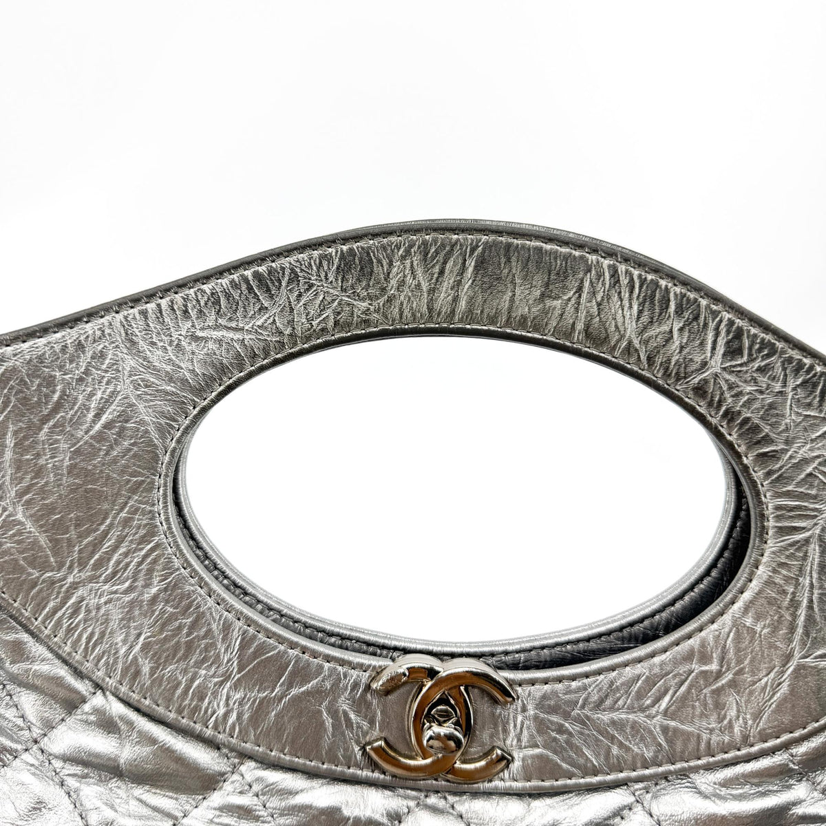 Chanel 31 Shopping Quilted Calfskin Silver Leather Handbag (Pre-Owned)