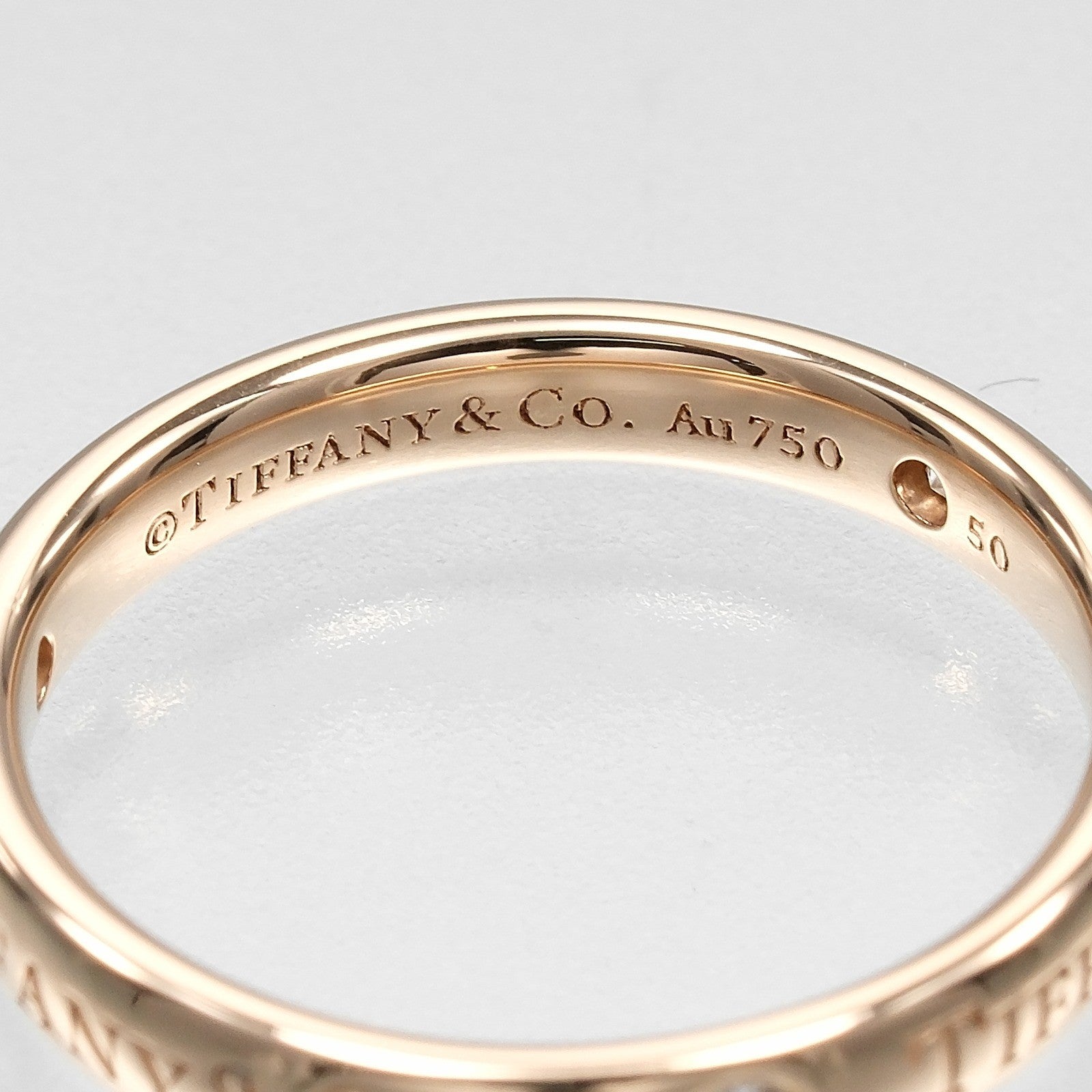 Tiffany & Co. Flat K18 Pink Gold / 3P Diamond Gold Pink_Gold Ring Jewelry (Pre-Owned)