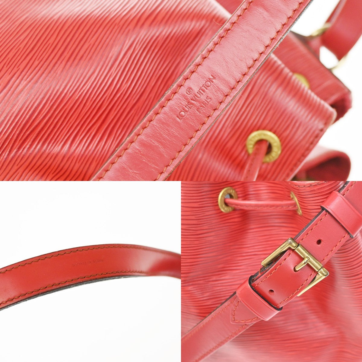 Louis Vuitton Petit Noe Epi Leather Red Leather Handbag (Pre-Owned)