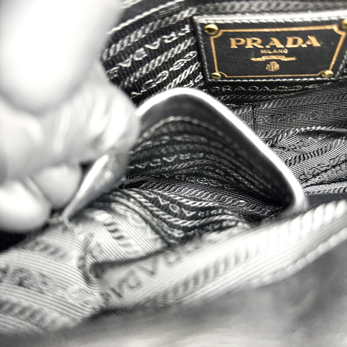 Prada Gaufre Nappa Leather Black Nylon Tote Bag Bag (Pre-Owned)