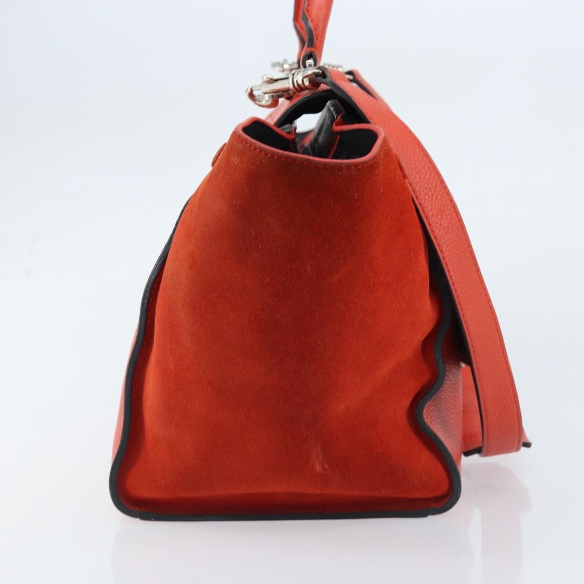 Celine Trapeze Leather With Suede Orange Leather Handbag (Pre-Owned)