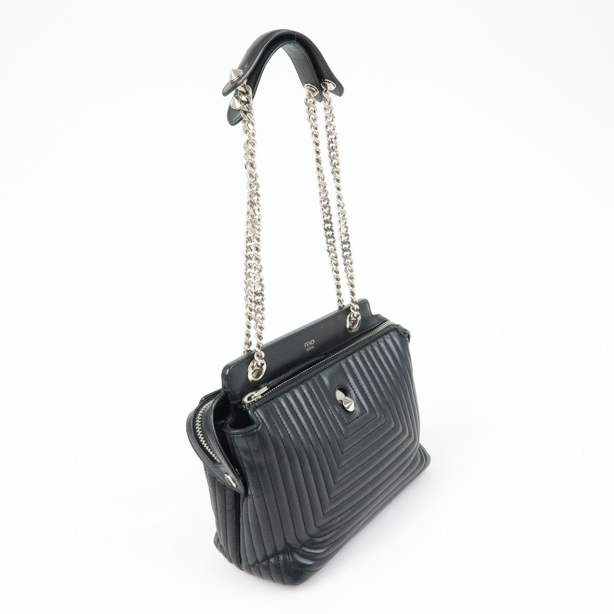 Fendi Dotcom Click Quilted Leather Black Leather Shoulder Bag Bag (Pre-Owned)