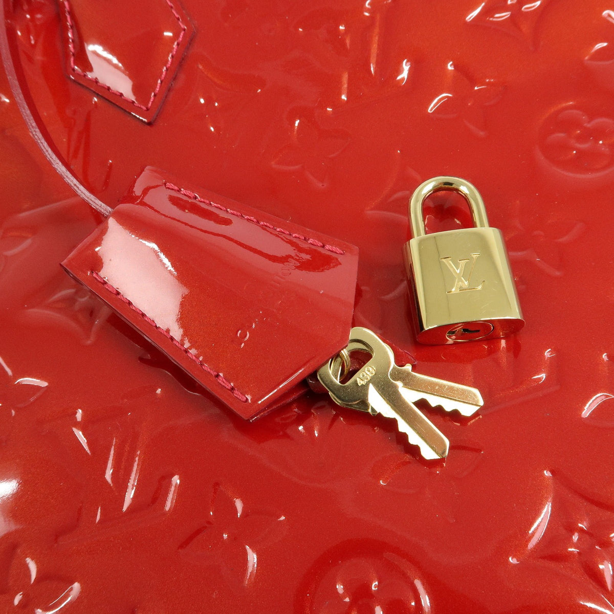 Louis Vuitton Alma Monogram Vernis Red Patent_Leather Handbag (Pre-Owned)