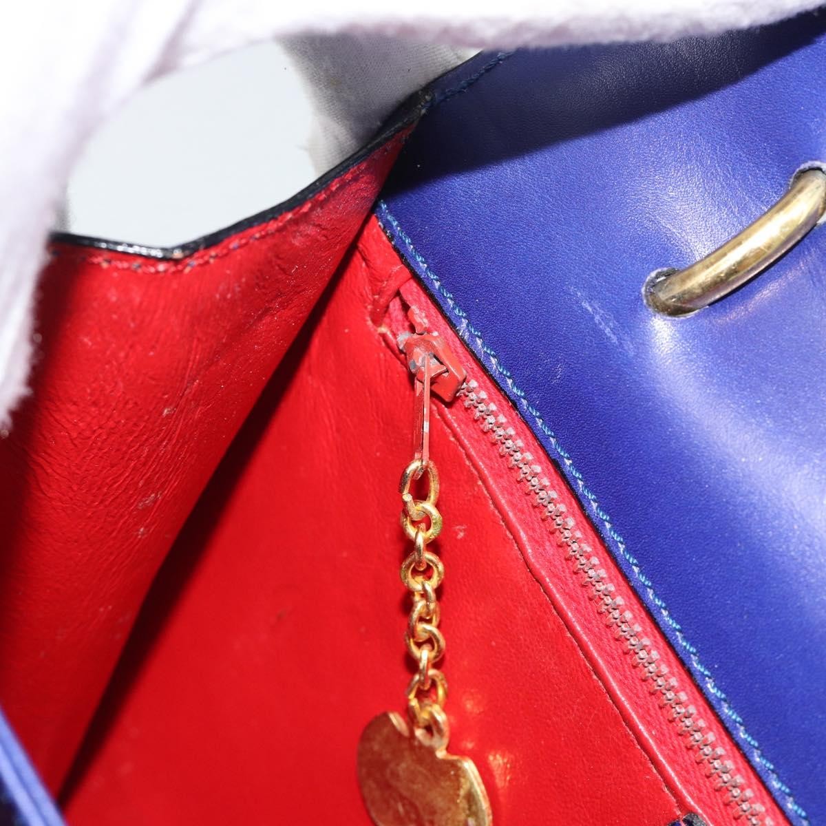 Celine Vintage Carriage Top Handle Leather Blue Leather Handbag (Pre-Owned)