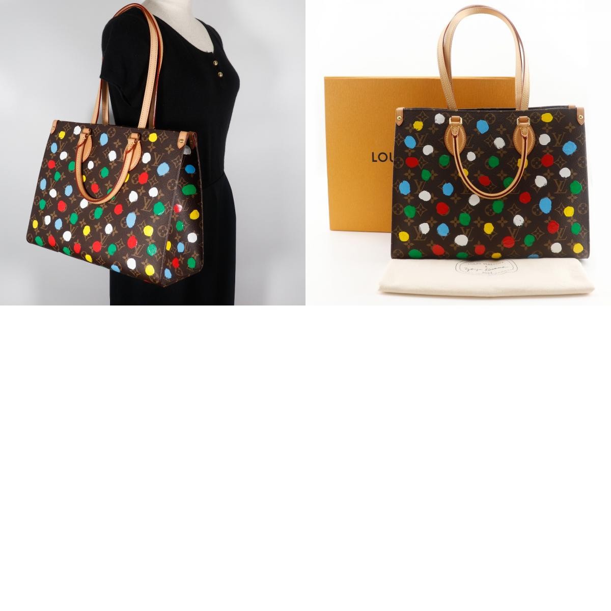 Louis Vuitton Onthego Tote Yayoi Kusama Painted Dots Monogram Canvas Multicolour Canvas Tote Bag Bag (Pre-Owned)