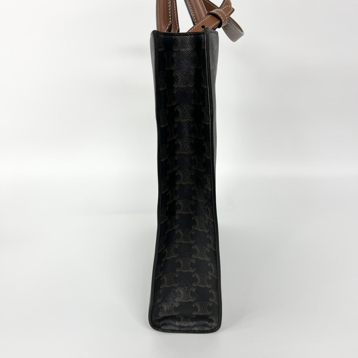 Celine Vertical Cabas Triomphe Coated Canvas Brown Canvas Tote Bag Bag (Pre-Owned)