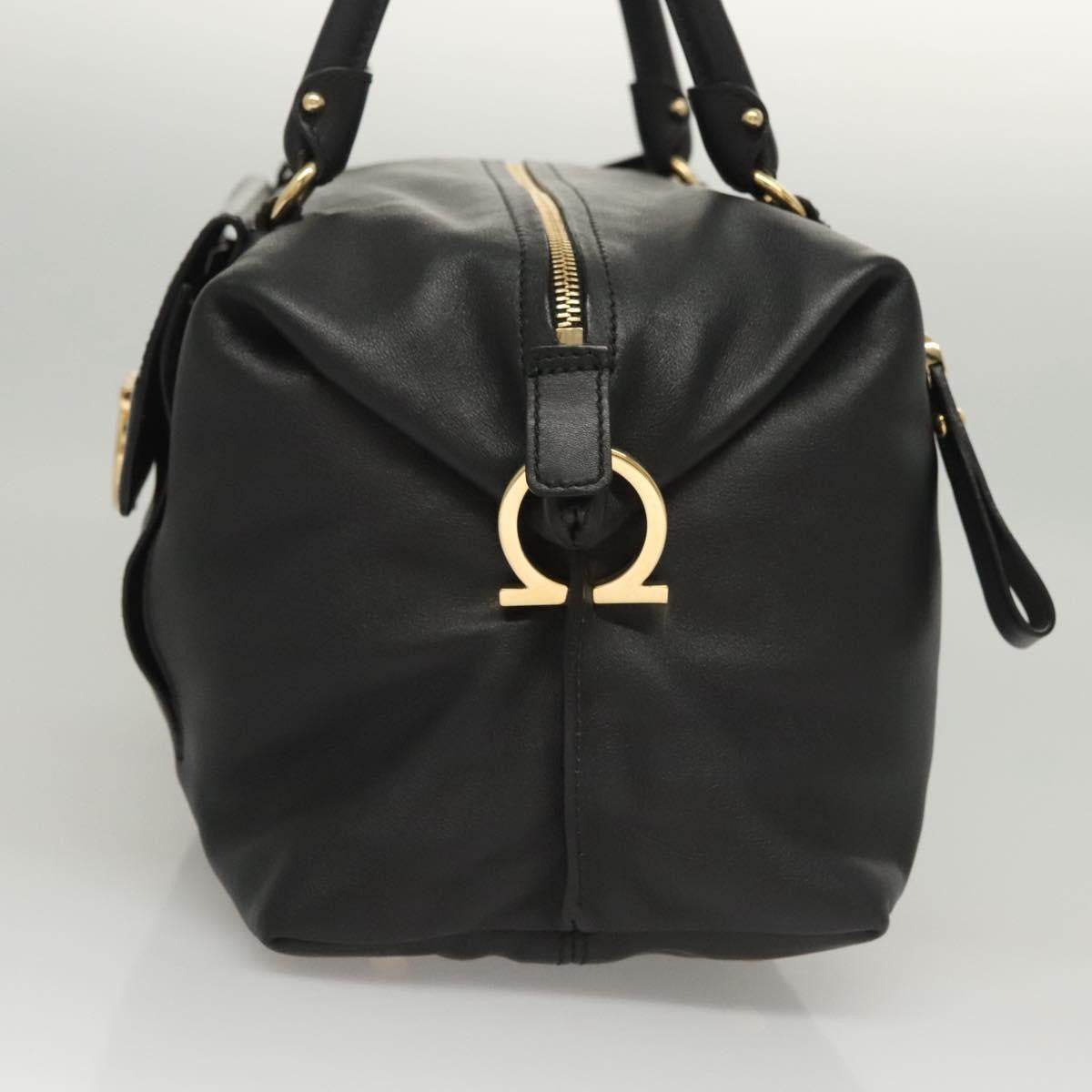 Salvatore Ferragamo Gancini Leather Black Leather Handbag (Pre-Owned)