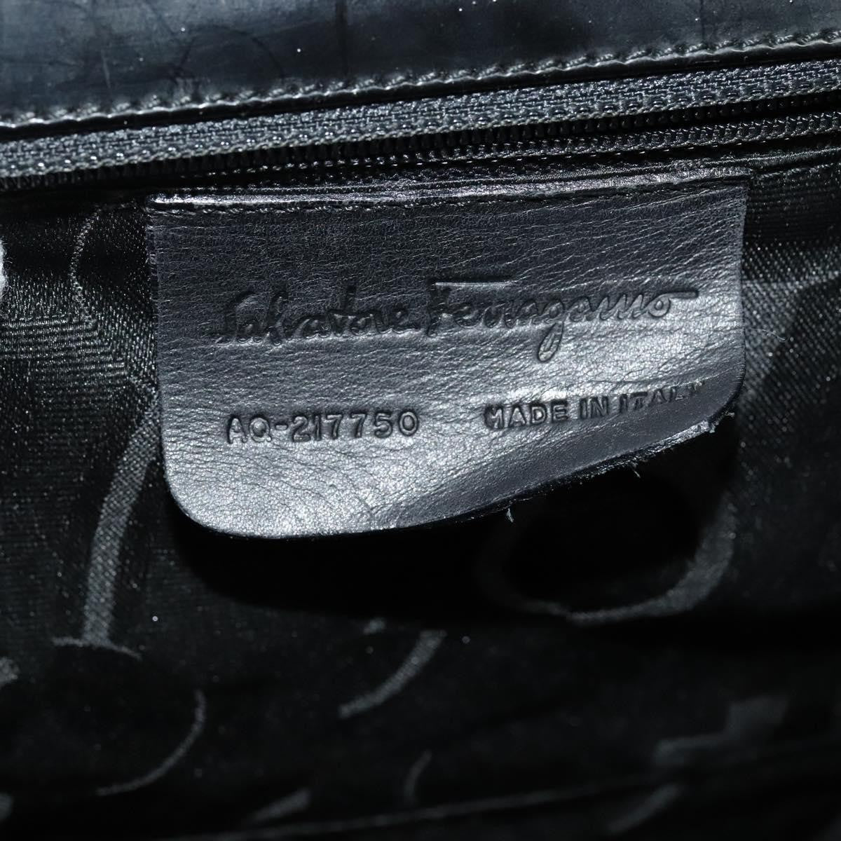 Salvatore Ferragamo Gancini Patent Leather Black Patent_Leather Shoulder Bag Bag (Pre-Owned)