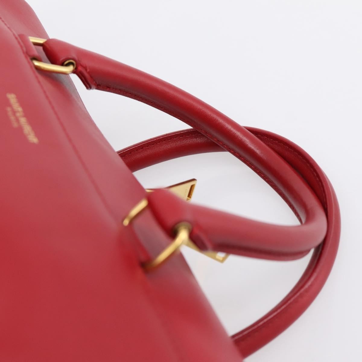 Saint Laurent Classic Baby Duffle Leather Red Leather Handbag (Pre-Owned)