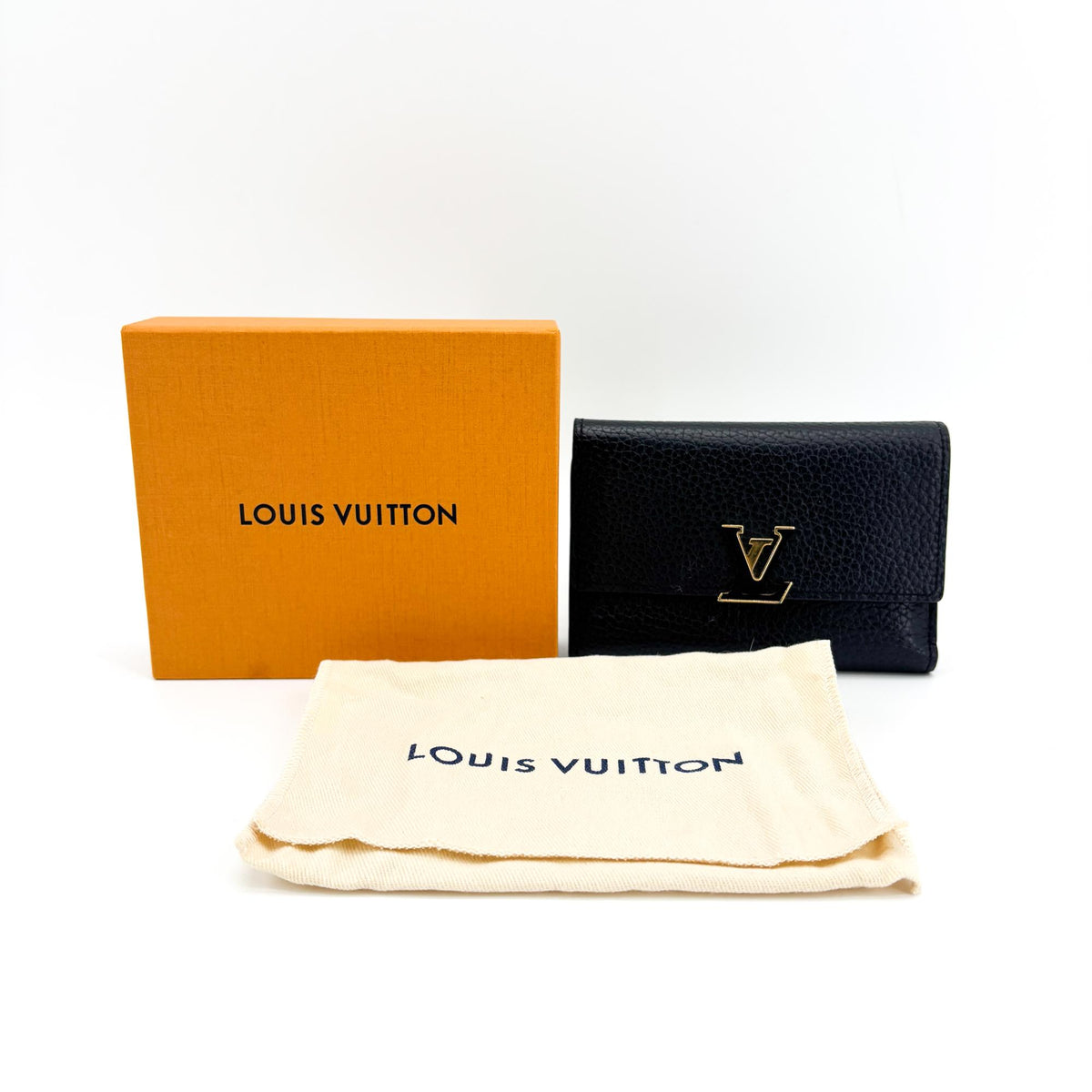 Louis Vuitton Capucines Taurillon Leather Black Leather Wallets Accessory (Pre-Owned)