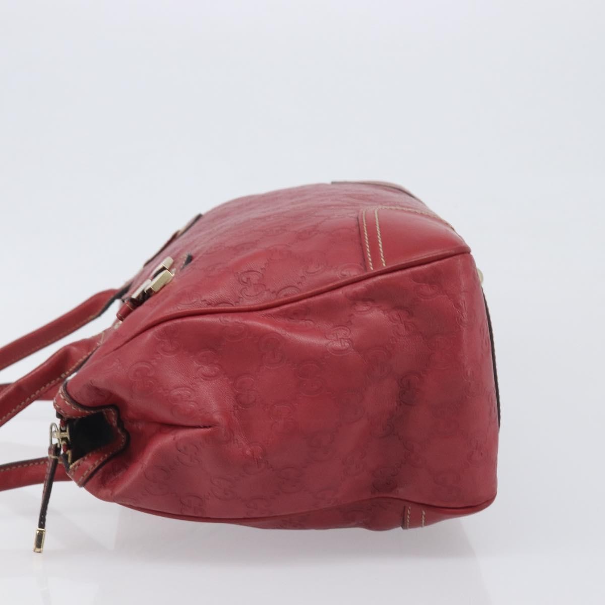 Gucci Princy Boston Guccissima Leather Red Leather Handbag (Pre-Owned)