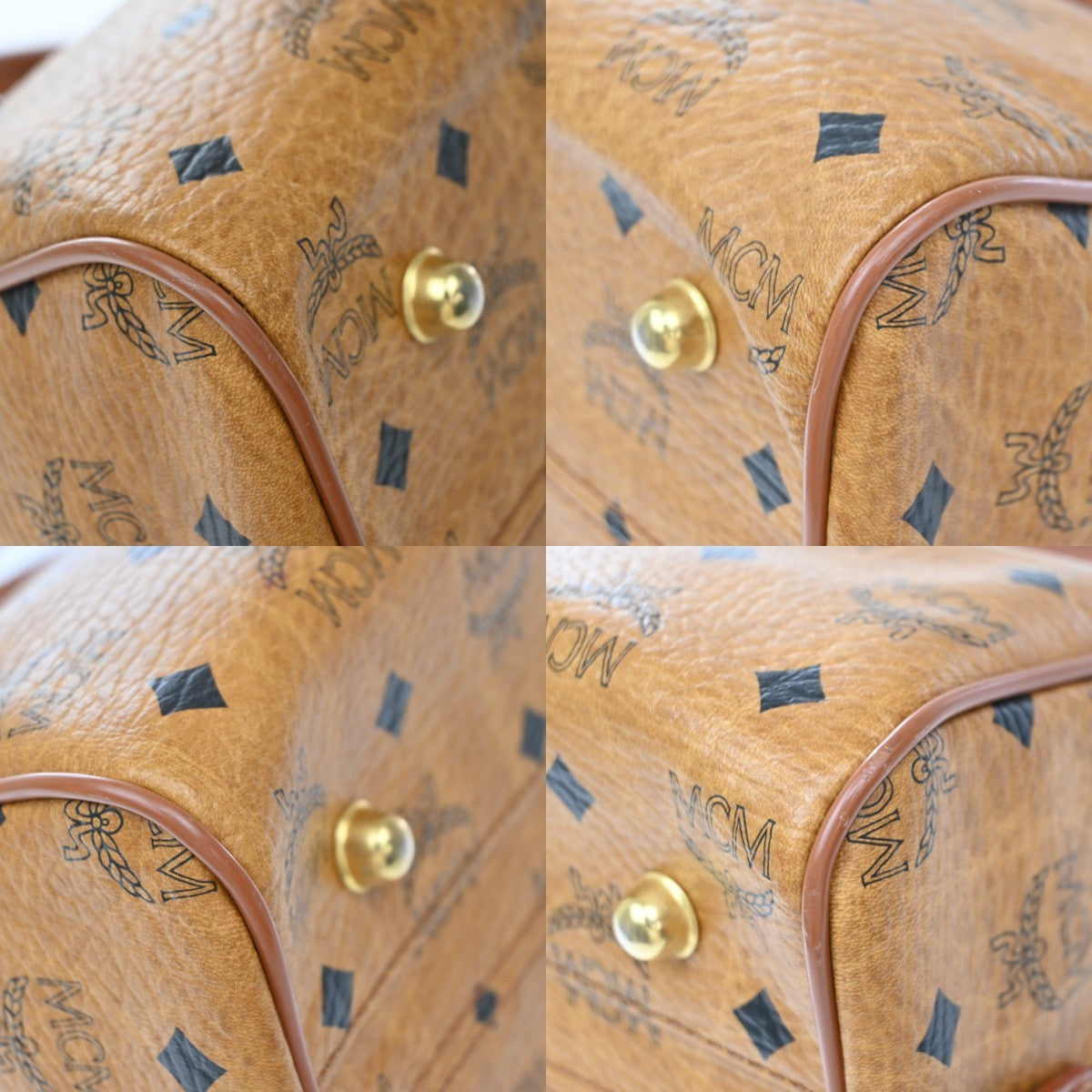 MCM Visetos Logogramme Canvas And Leather Brown Leather Handbag (Pre-Owned)