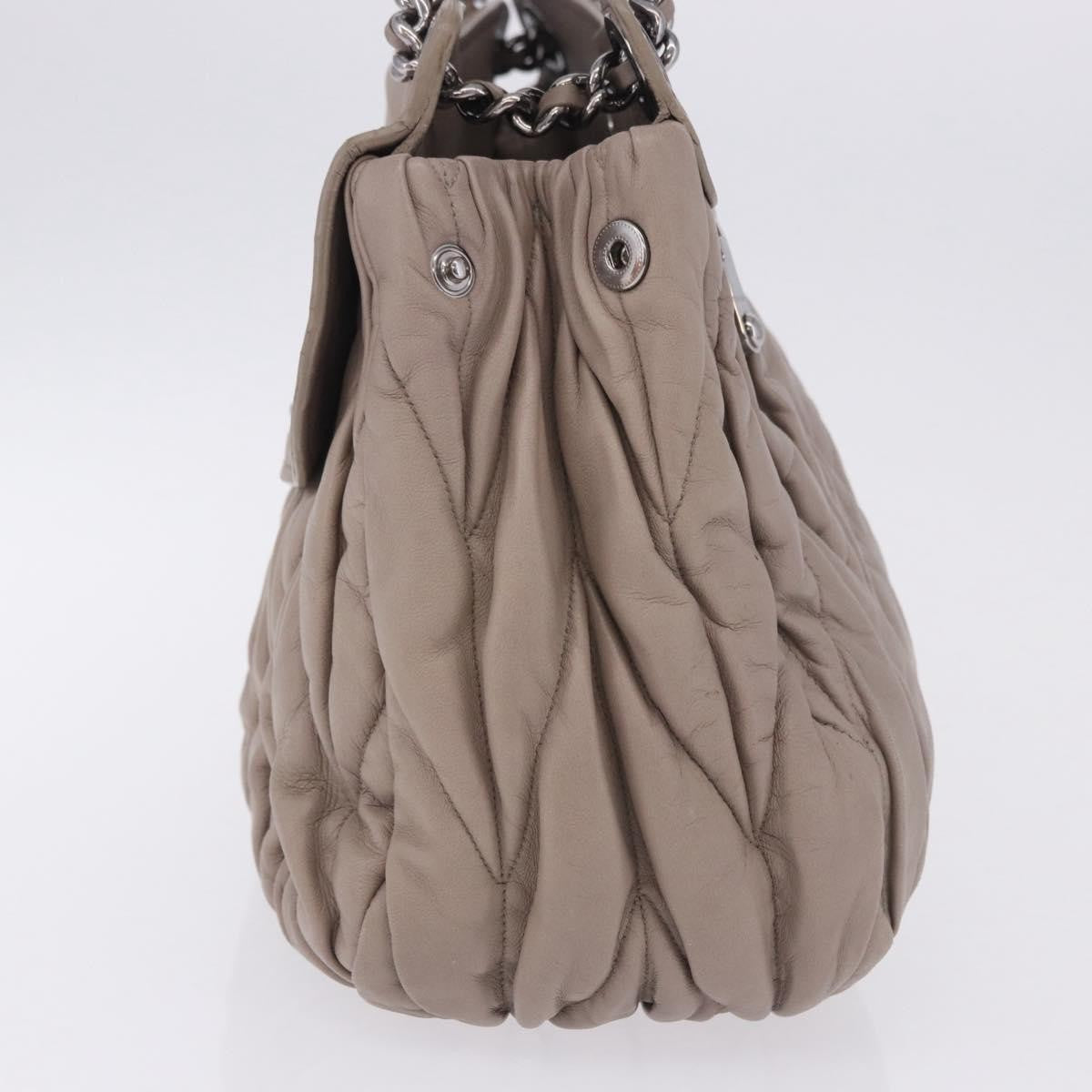 Miu Miu Chain Pushlock Matelassé Nappa Leather Beige Leather Shoulder Bag Bag (Pre-Owned)