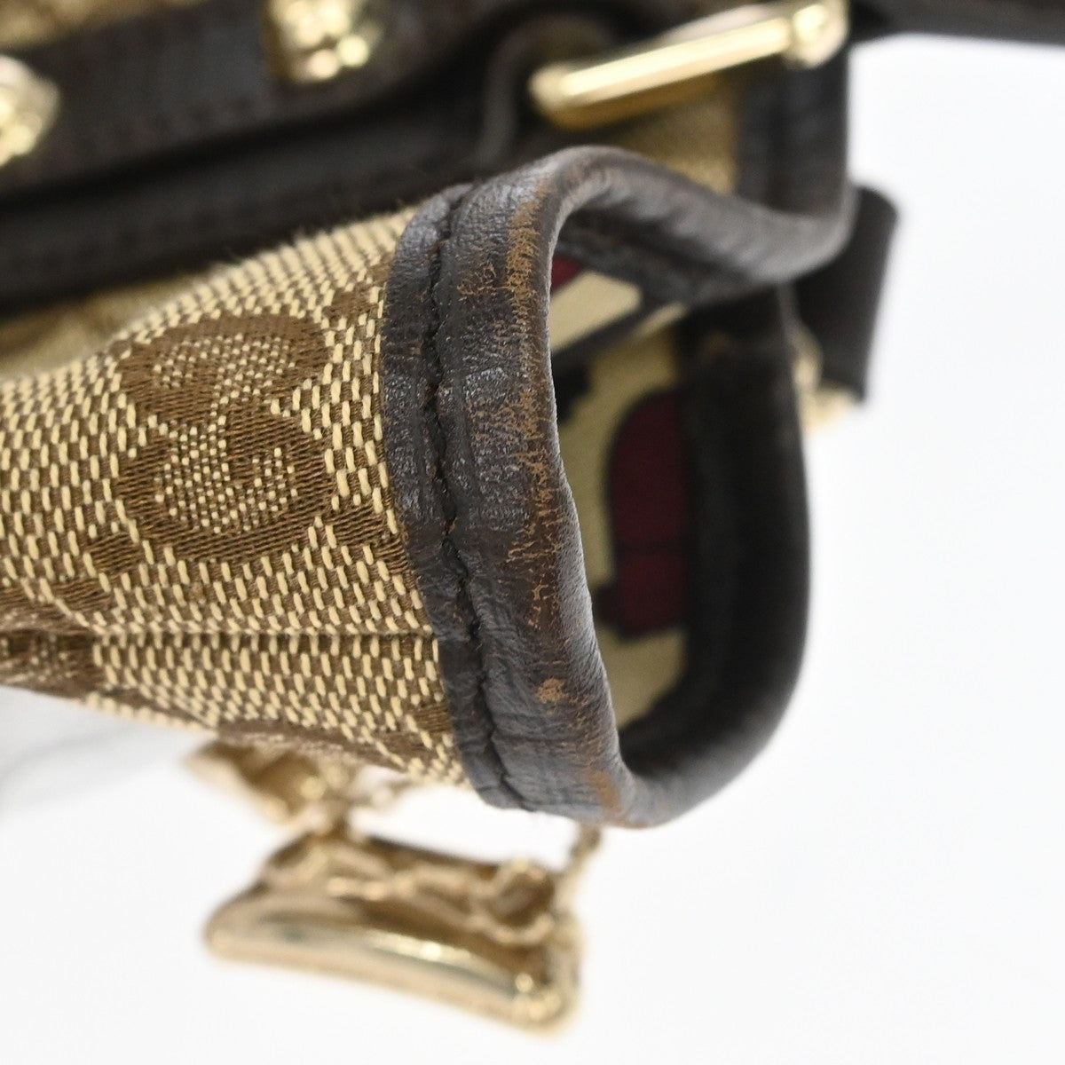 Gucci Jolicoeur Pochette Gg Canvas And Leather Beige Canvas Handbag (Pre-Owned)