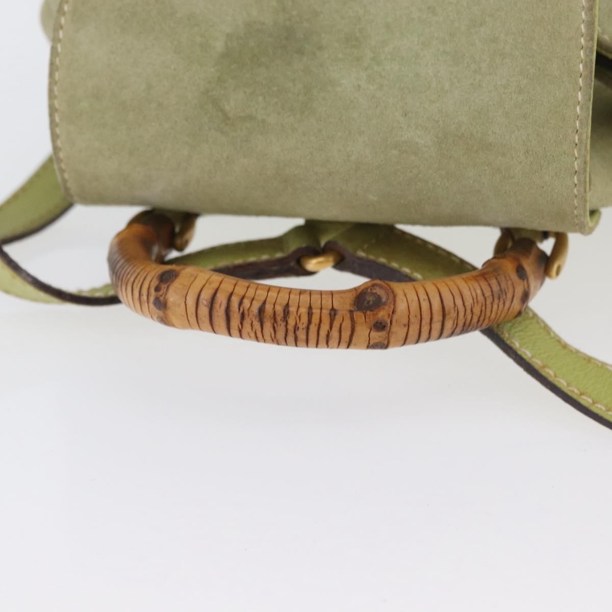 Gucci Gucci Bamboo Daim Green Suede Backpack Bag (Pre-Owned)