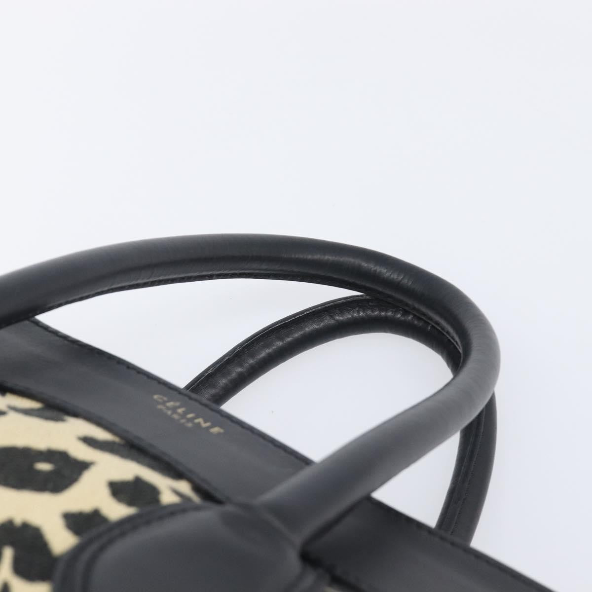 Celine Luggage Printed Canvas And Leather Black Leather Handbag (Pre-Owned)