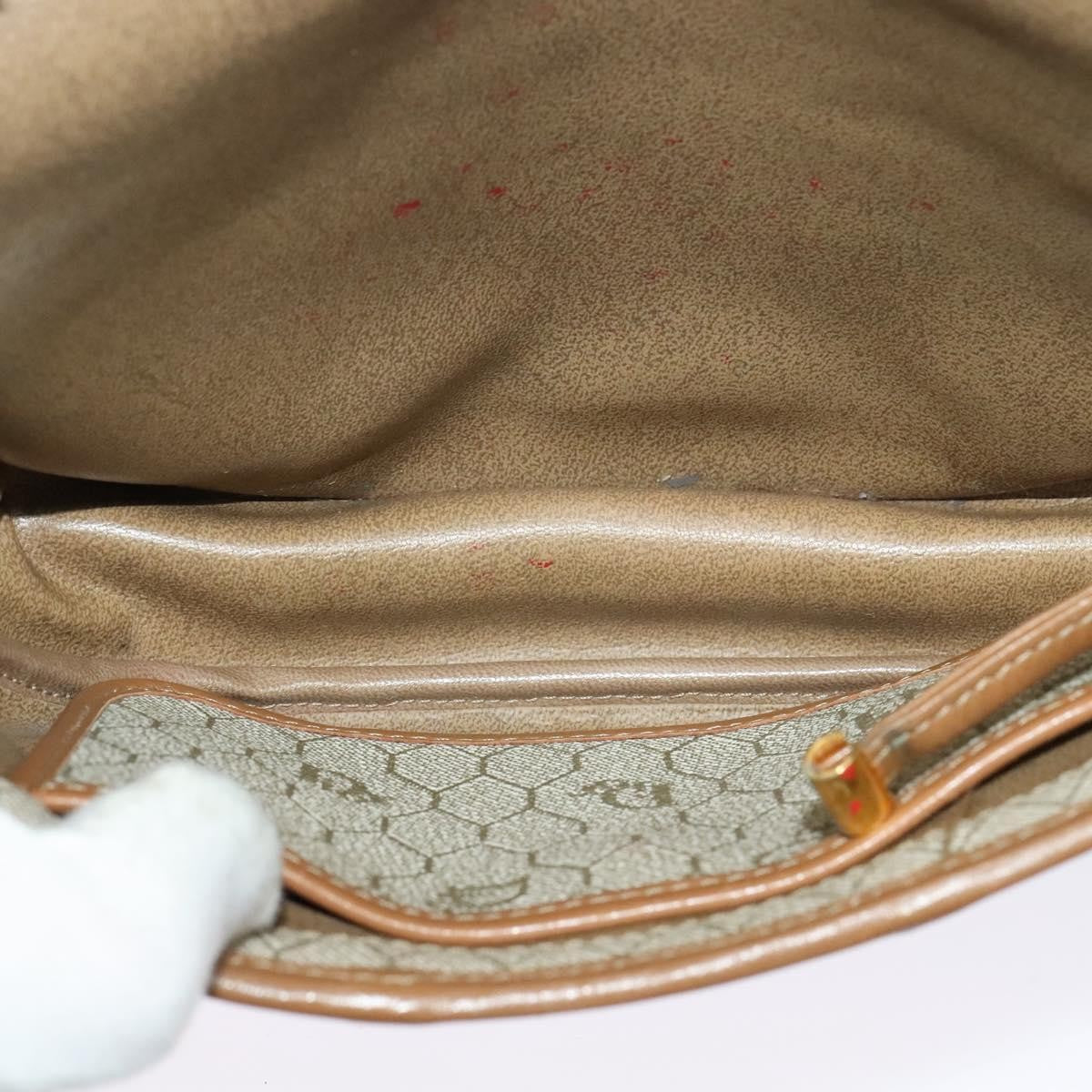 Christian Dior Vintage Honeycomb Zip Coated Canvas Beige Canvas Bag (Pre-Owned)