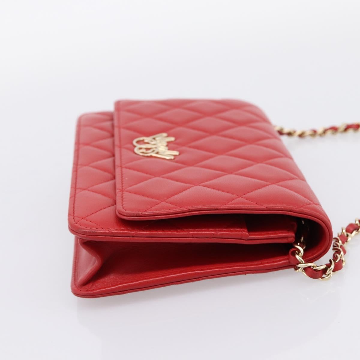 Chanel Wallet On Chain Quilted Lambskin Red Leather Wallets Accessory (Pre-Owned)