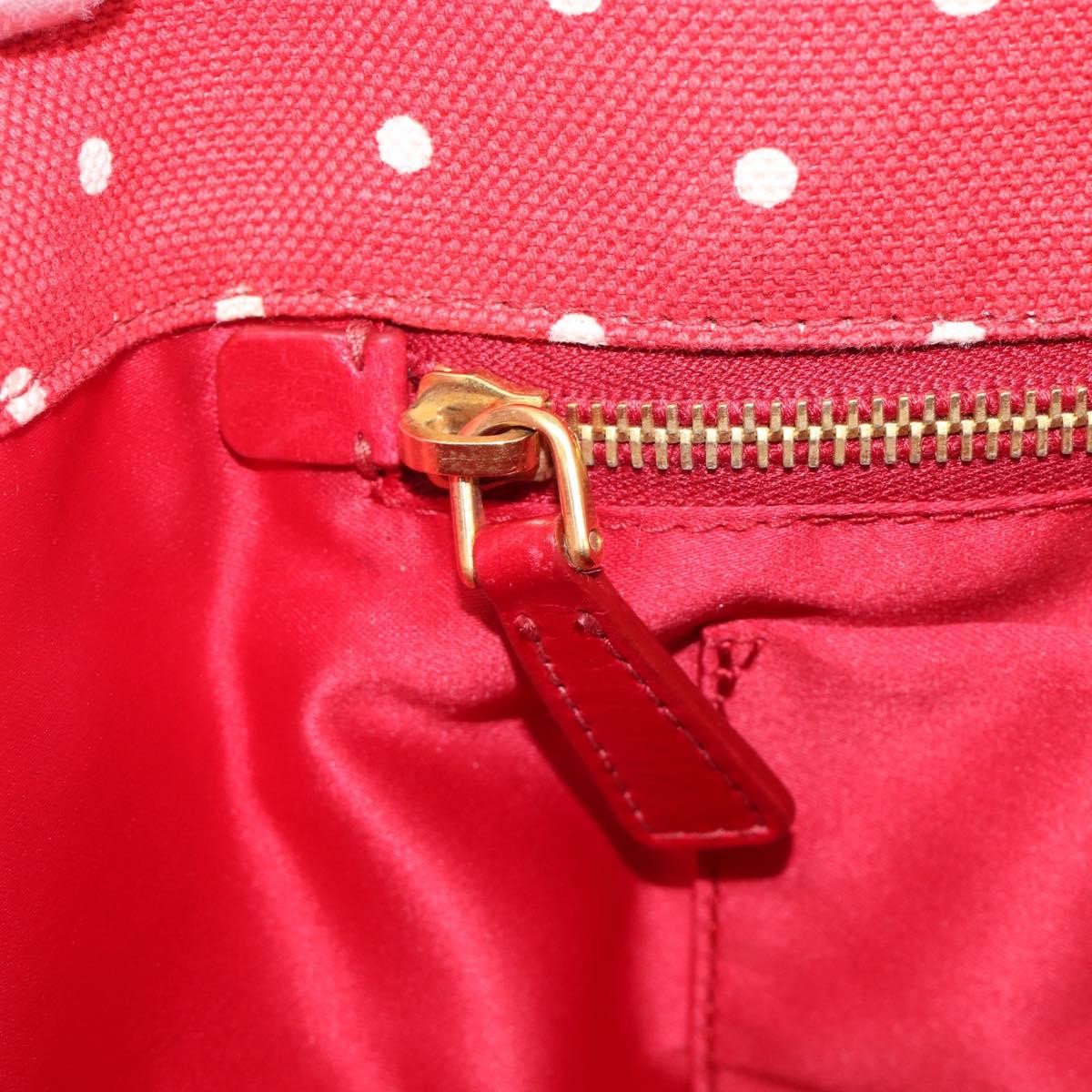Miu Miu Beau Top Handle Leather Red Canvas Handbag (Pre-Owned)