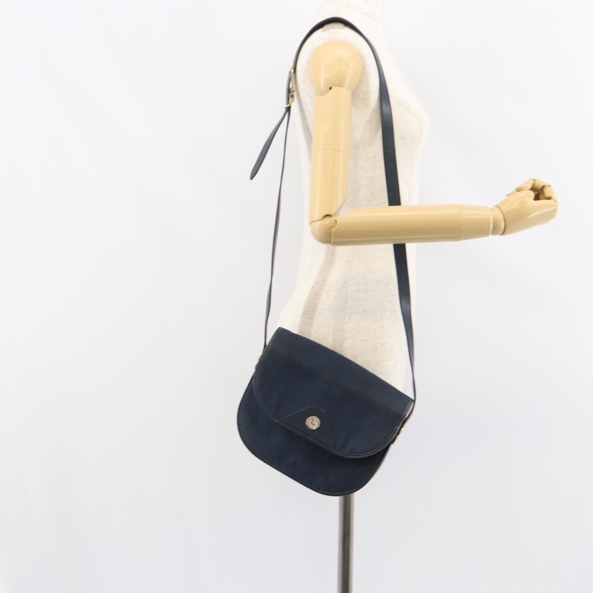 Christian Dior Vintage Honeycomb Canvas Navy Canvas Shoulder Bag Bag (Pre-Owned)