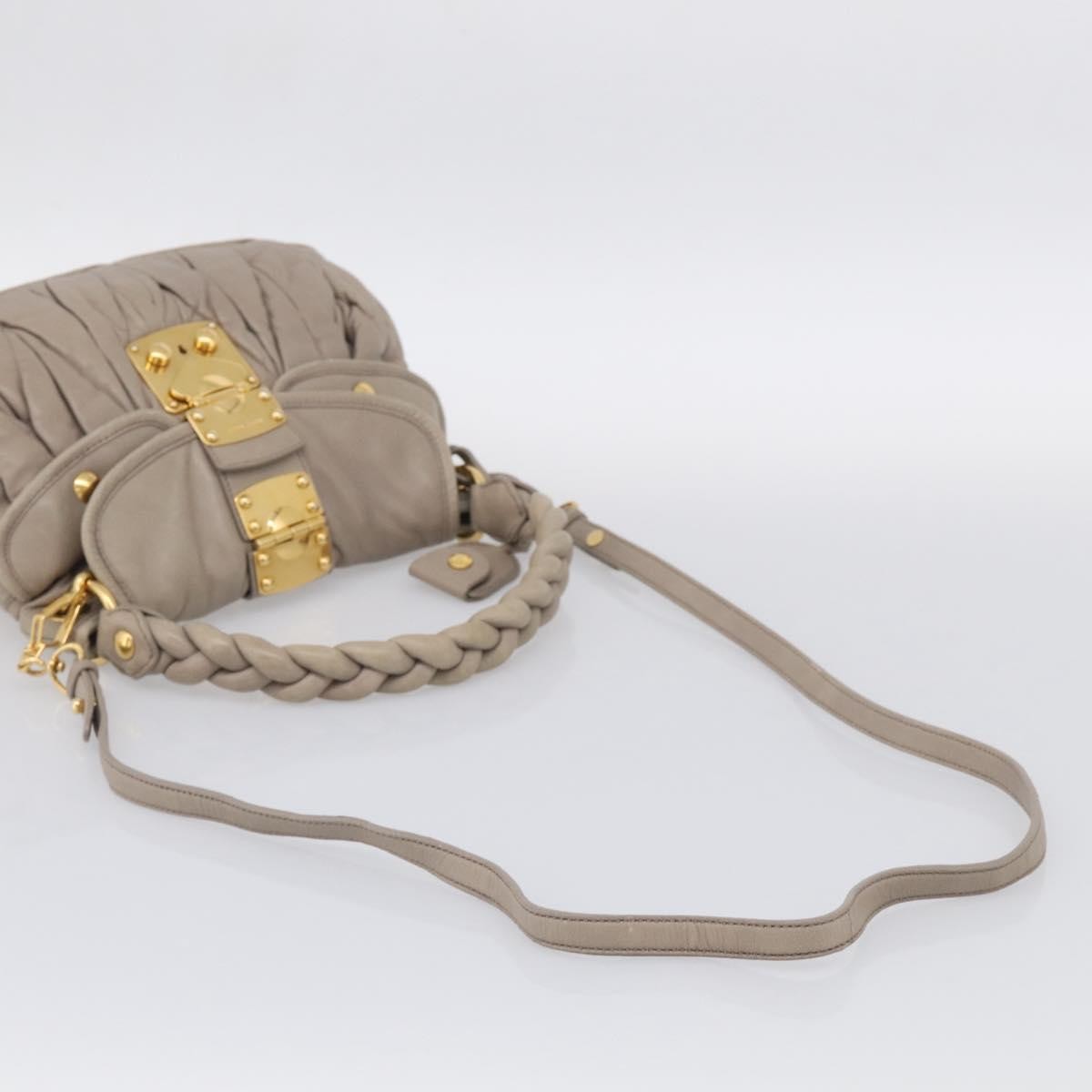 Miu Miu Coffer Hobo Matelasse Leather Beige Leather Handbag (Pre-Owned)