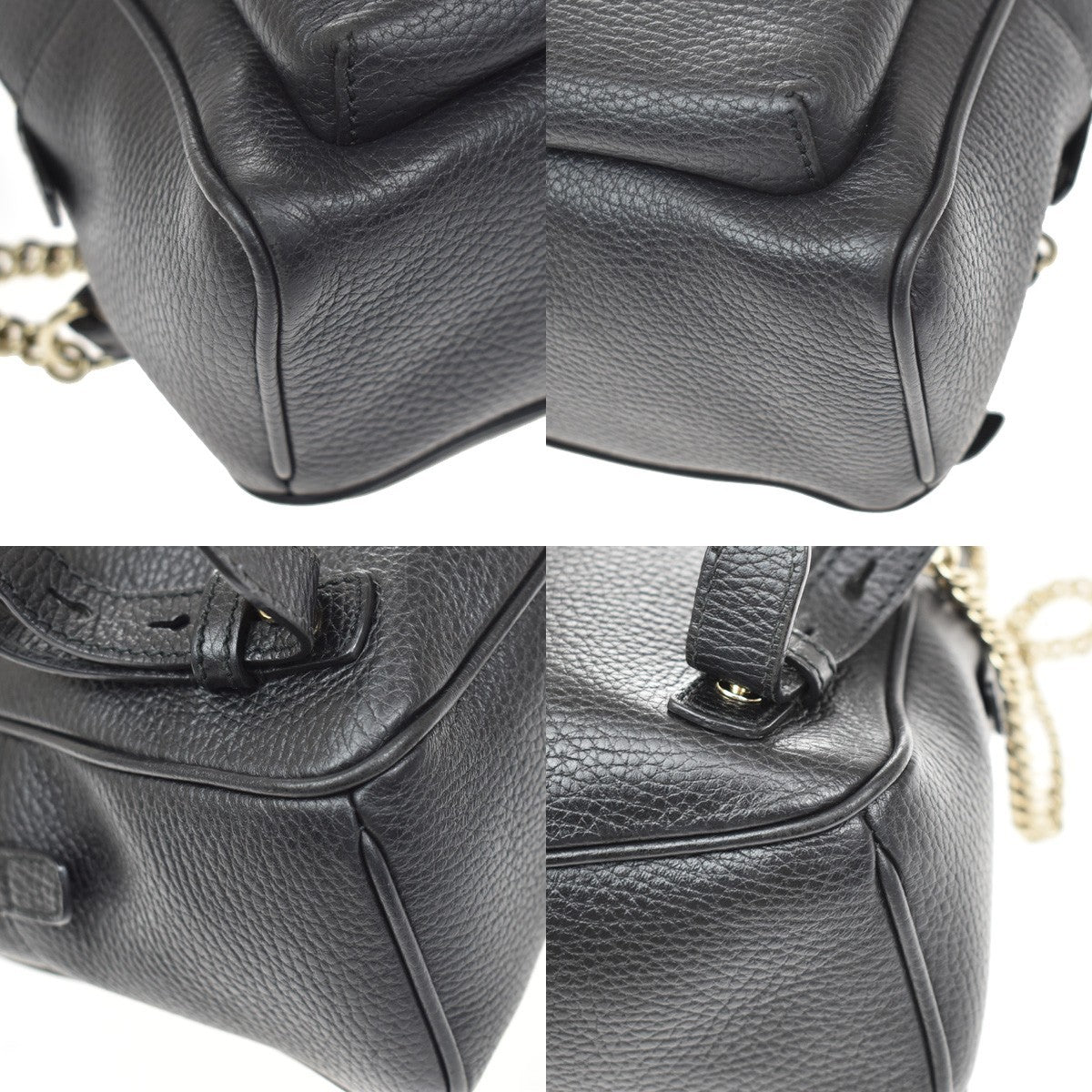 Gucci Soho Chain Leather Black Leather Backpack Bag (Pre-Owned)