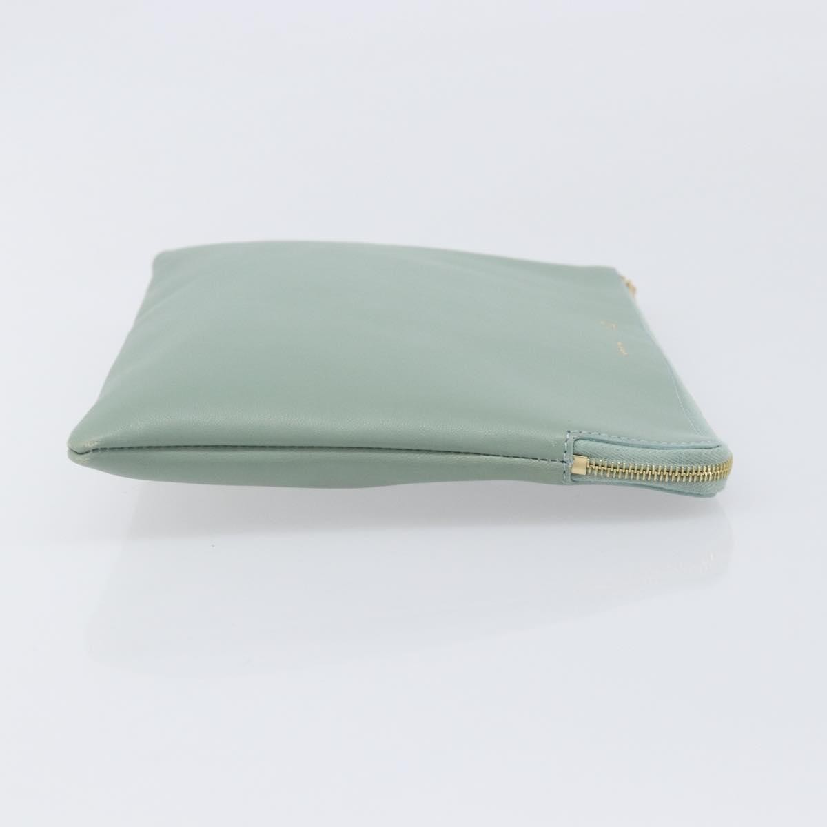 Celine Solo Leather Green Leather Clutche & Pouche Bag (Pre-Owned)