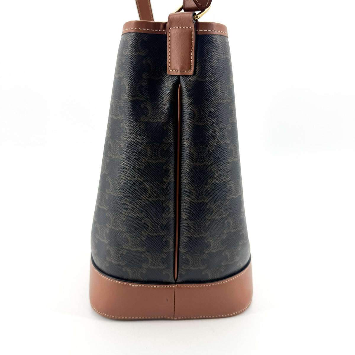 Celine Bucket Triomphe Coated Canvas Brown Canvas Shoulder Bag Bag (Pre-Owned)