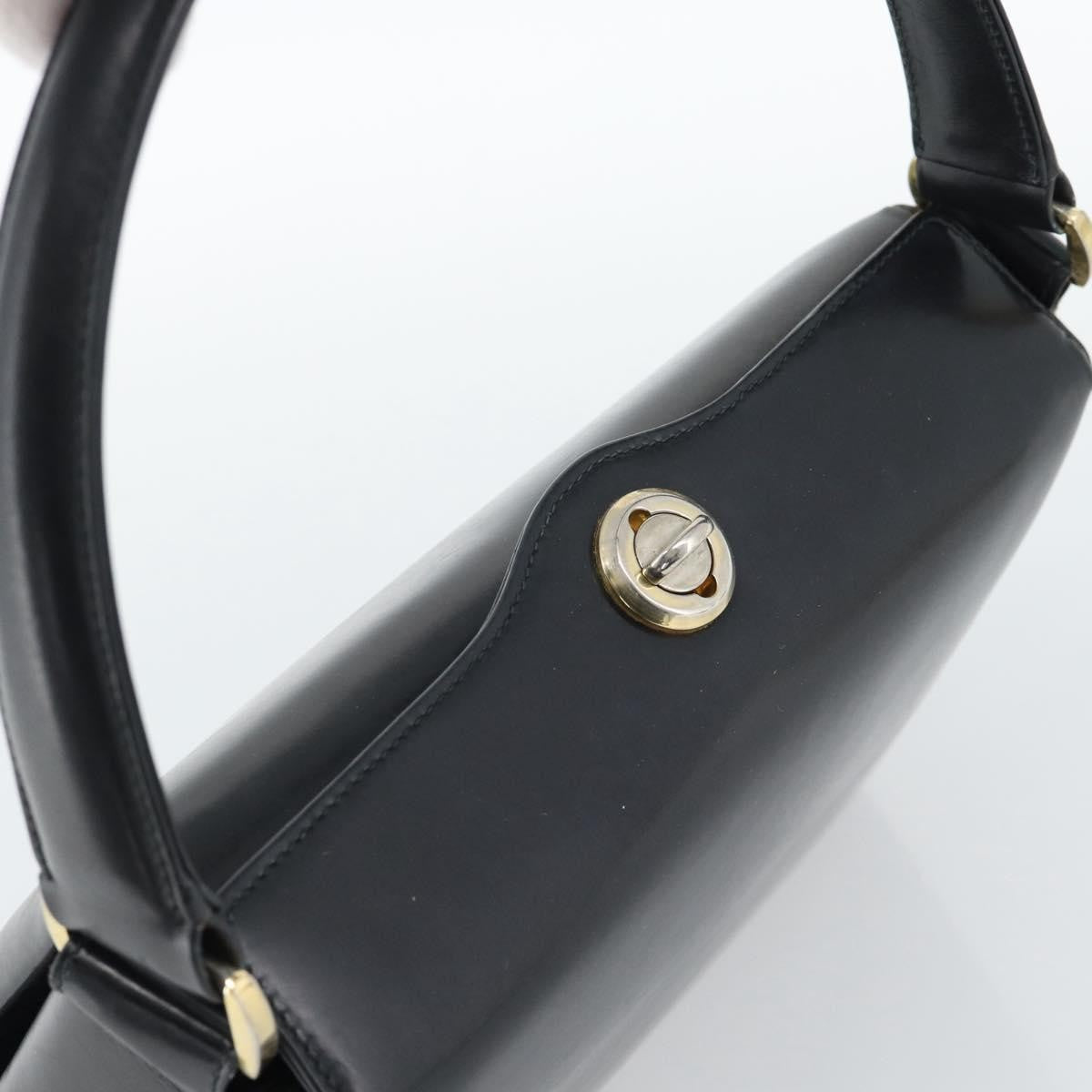 Gucci Vintage Convertible Box Leather Black Leather Handbag (Pre-Owned)